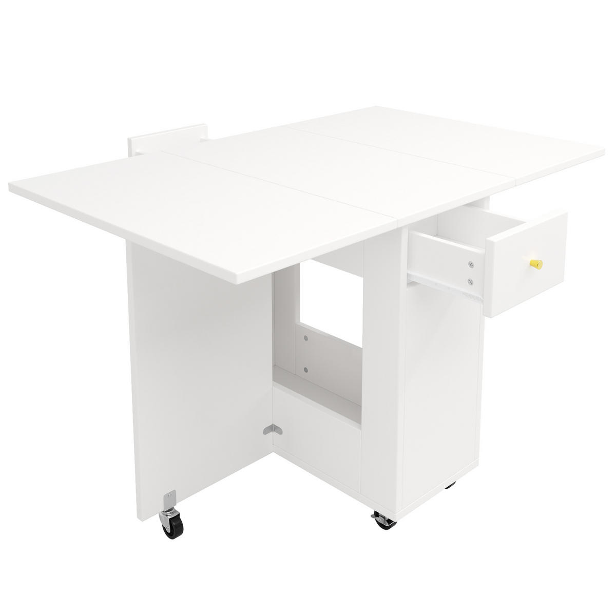BUFFET 120/45/180 cm in Weiß mit Klapptisch und Stauraum - Weiß, Holzwerkstoff (120/180/45cm) - Flora Grace