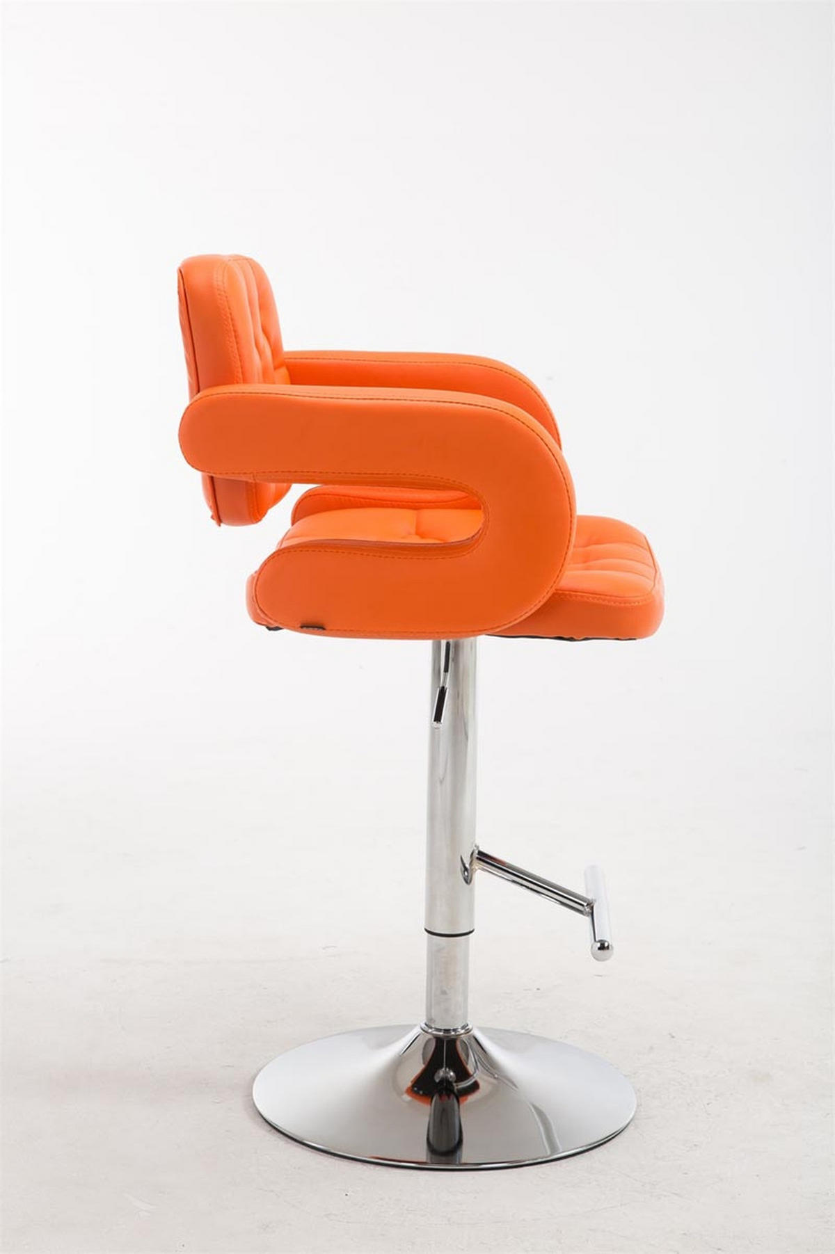 BARHOCKER Dubai, Gestell Metall in Chromoptik, Kunstleder Orange - Chromfarben/Orange, Kunststoff/Textil (52/100/55cm) - TPFLiving