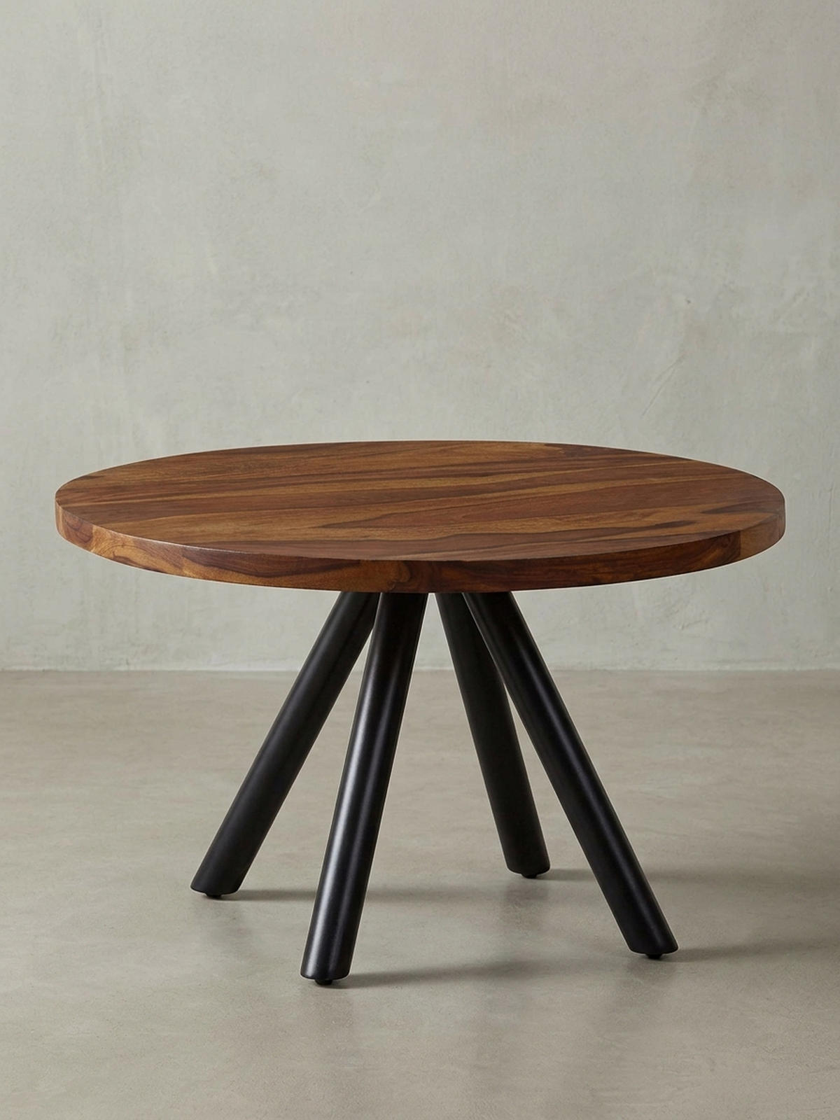 COUCHTISCH rund aus Massivholz und Metall, Handgefertigt - Schwarz/Braun, Holz/Metall (60/60/35cm) - KADIMA DESIGN