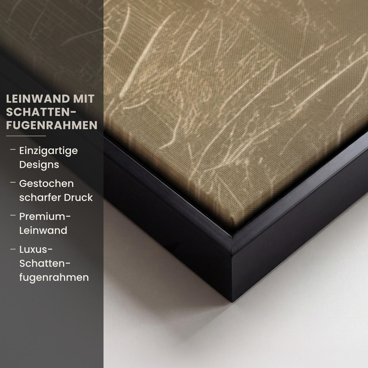 LEINWAND Bilder mit Rahmen - Gesicht - Blumen - Gold - Abstrakt - 90x60 - Goldfarben, Textil (90/60cm) - MuchoWow