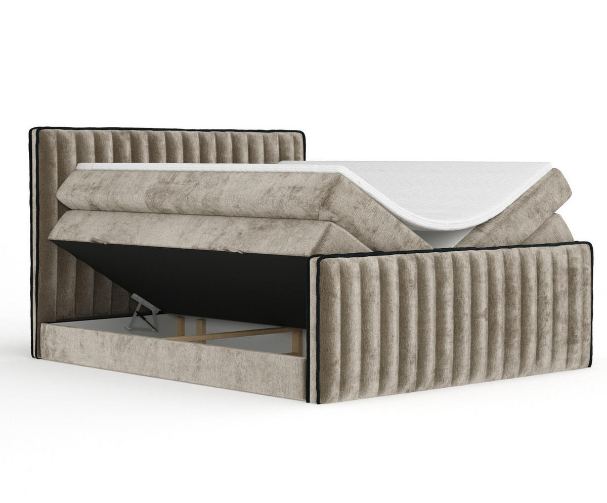 BOXSPRINGBETT Nocturne Beige 200/200 cm - Beige/Schwarz, Holz/Holzwerkstoff (200/200cm) - Maison de Reve