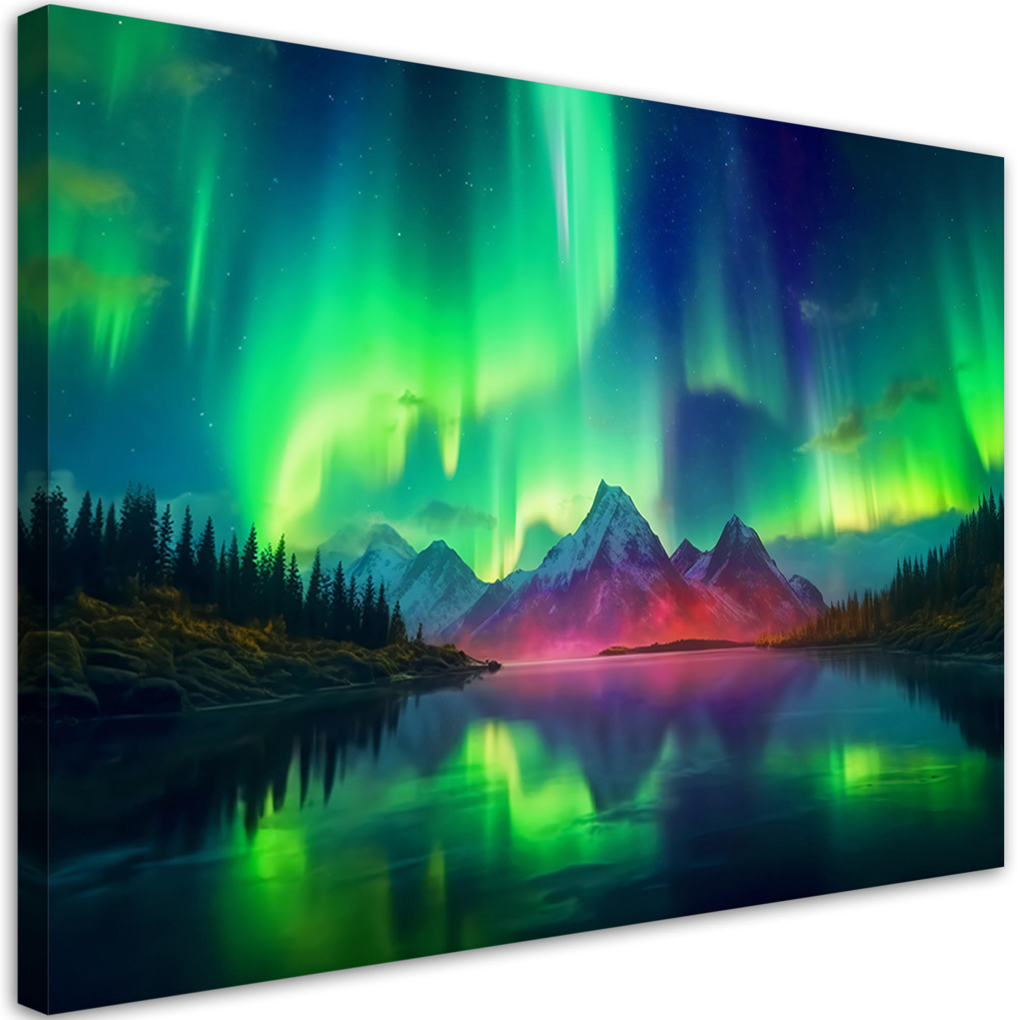 LEINWANDBILD Grüner Himmel Landschaft 100x70cm - Lila, Textil (100/70cm) - Feeby