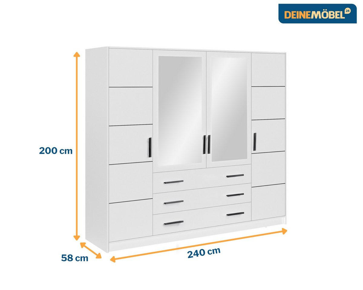 DREHTÜRENSCHRANK LABOO 240/200/58 cm in Weiß - Weiß, Holzwerkstoff (240/200/58cm) - Deine Möbel 24