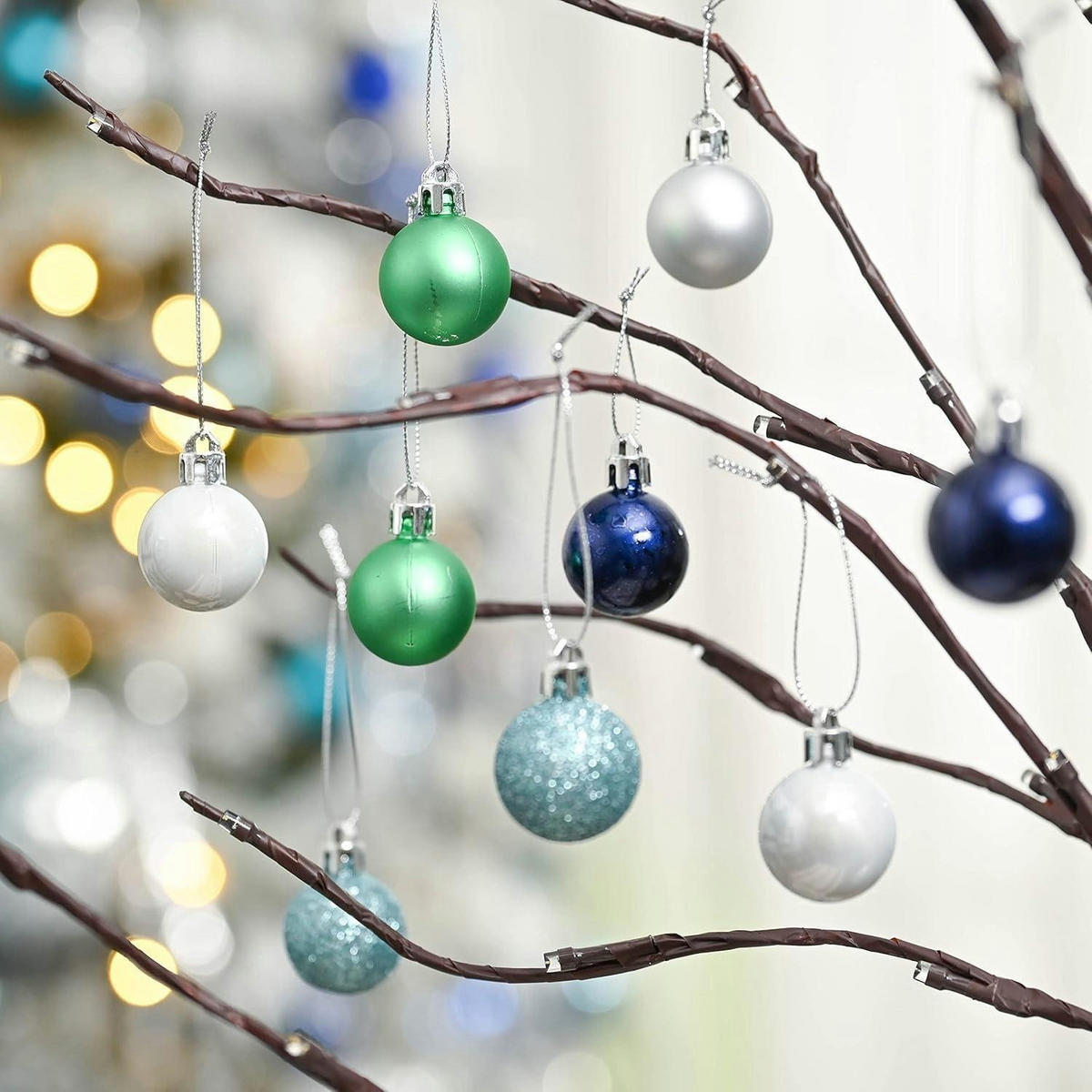WEIHNACHTSKUGELN 49-teiliges Set 3 cm Kunststoff Blau Grün Silber - Multicolor, Kunststoff (22.7/3/22.7cm)