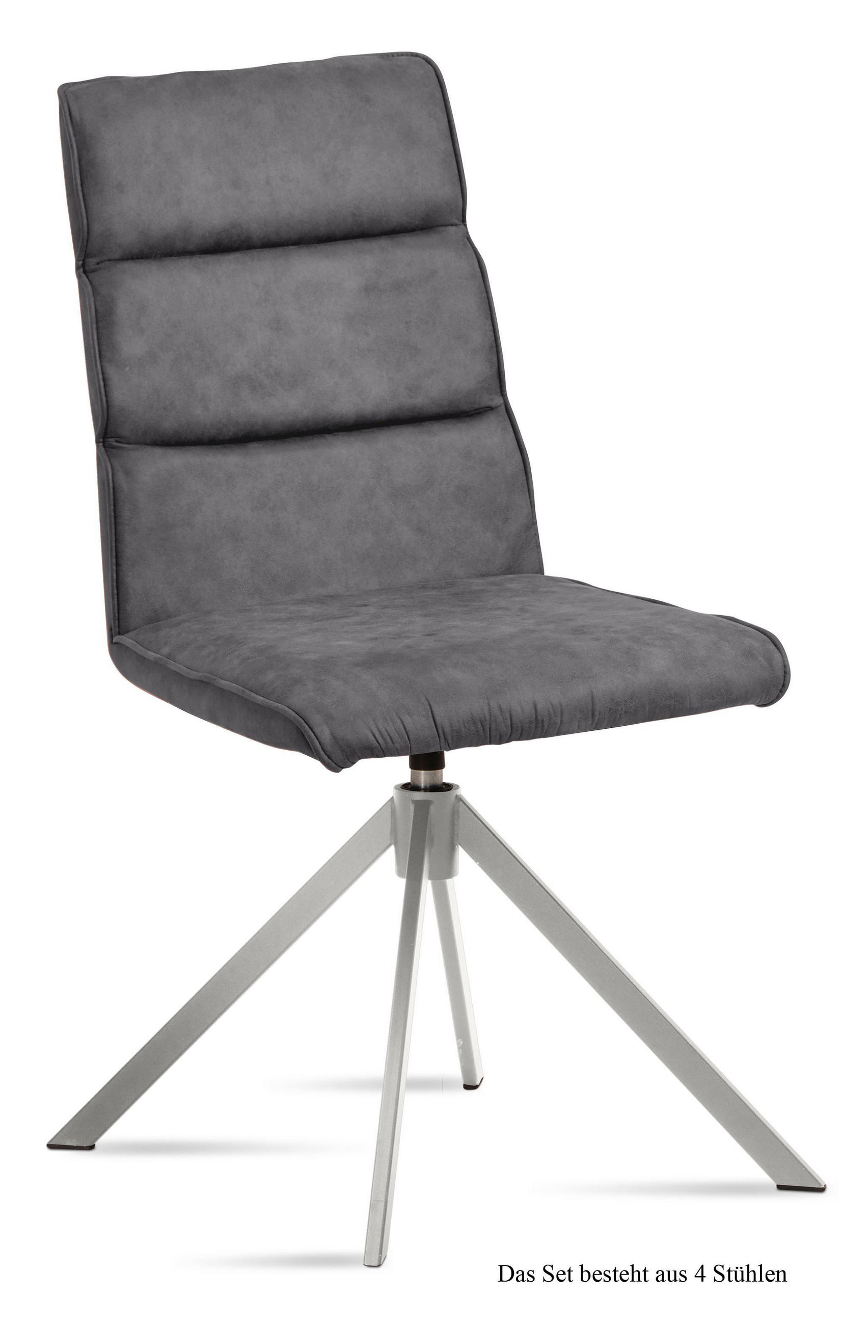 ESSZIMMERSTUHL drehbar (4er-Set) Dulcea 47x92x60 Edelstahl/Grau - Edelstahlfarben/Grau, Kunststoff (60/92/47cm) - 58aufmkessel