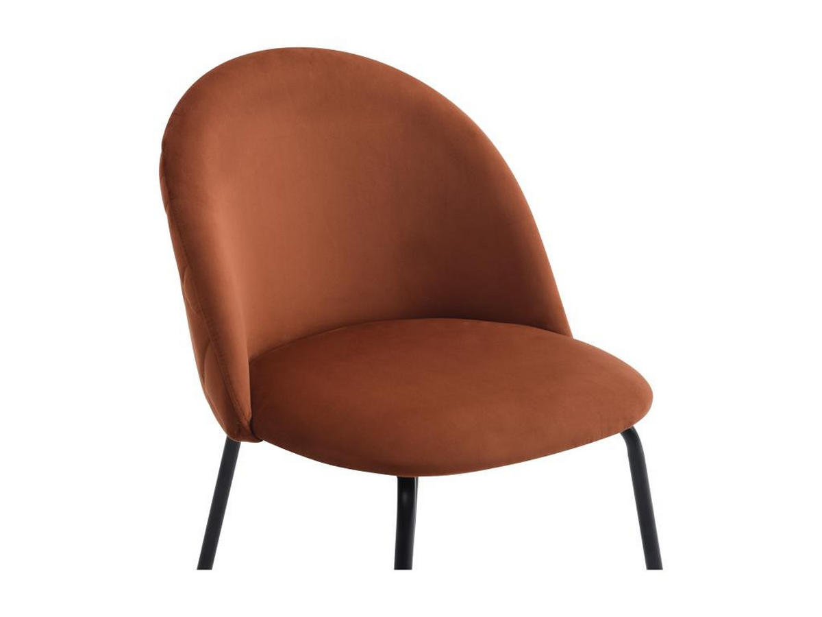 STUHL 2er-Set - Samt & schwarzer Edelstahl - Terracotta - MELBOURNE - Braun, Textil (55/77/50cm) - Vente-Unique