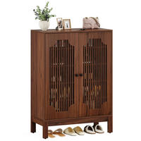 SCHUHSCHRANK Walnuss 5 Ebenen mit Türen - Braun, Holz (80/110/35cm) - Kaket