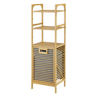 WÄSCHEREGAL Tidaholm - Naturfarben/Grau, Holz/Textil (39.5/118/30.5cm) - [en.casa]