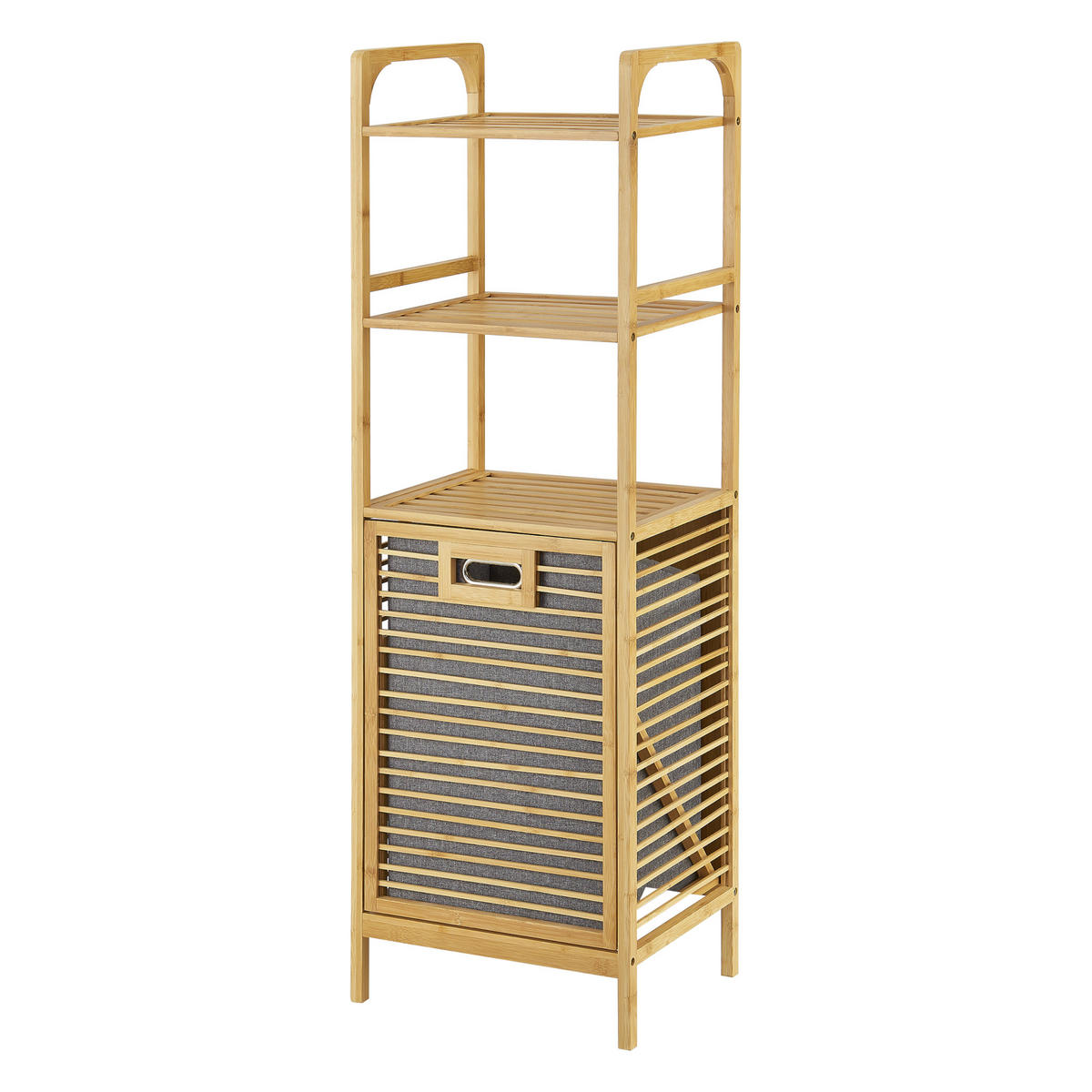 WÄSCHEREGAL Tidaholm - Naturfarben/Grau, Holz/Textil (39.5/118/30.5cm) - [en.casa]