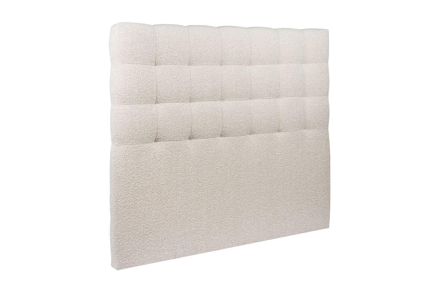 KOPFTEIL gepolstert - Gesteppt – hellbeiger Bouclé-Stoff - 180 cm - Beige, Holz (180/120/10cm) - Sommeil de Plomb