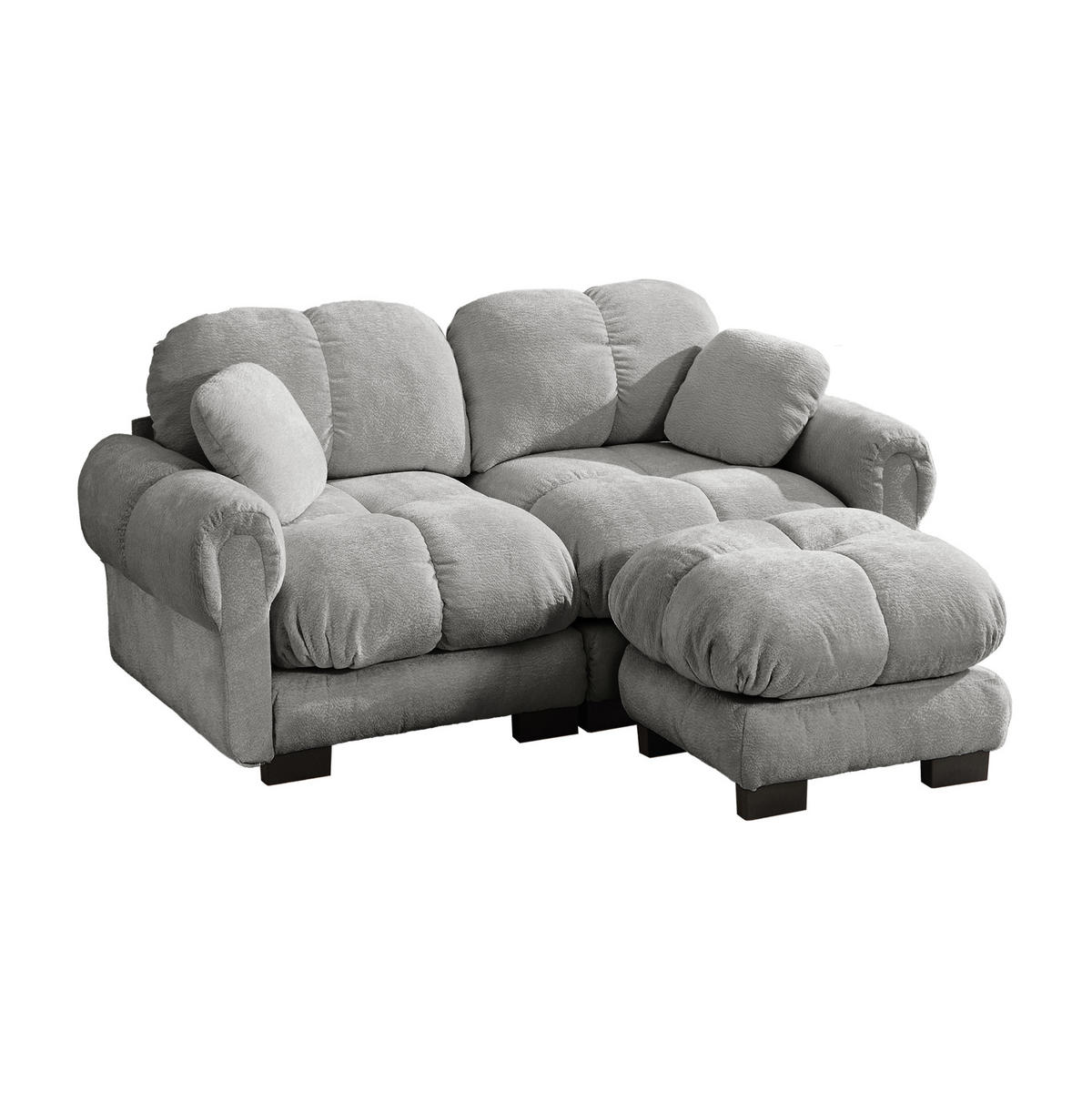 SOFA modular in L-Form Chenille Hellgrau - Hellgrau, Holz (149/190cm) - Meubliv