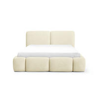 POLSTERBETT ARDELLO mit Beinen mit Bettkasten,Bett 140x200,Doppelbett,Lattenrost,Boxspringbett-Optik,ohne Matratze,Schlafzimmer-Grau - Creme, Holz (180/200cm) - Furnistar