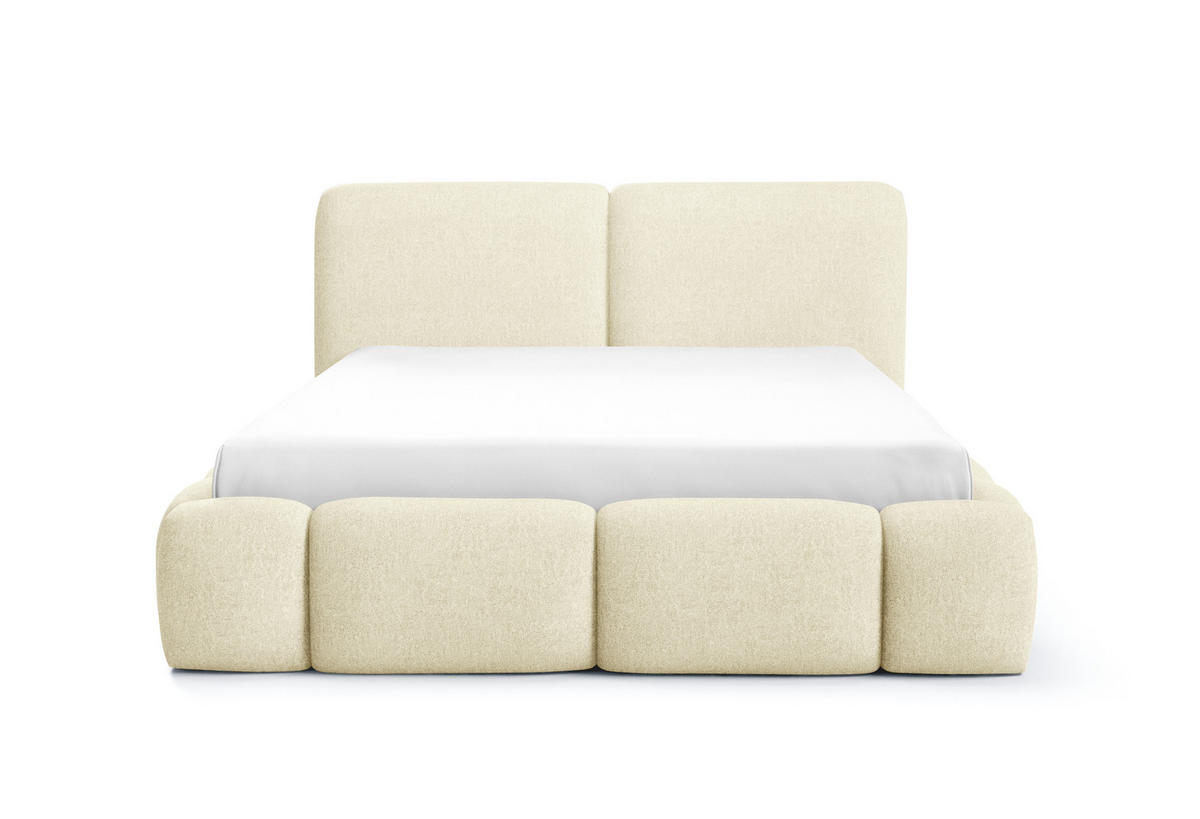 FURNISTAR Polsterbett BIANNO mit Bettkasten|Bett 120 x 200|Doppelbett|Lattenrost|Boxspringbett-Optik|ohne Matratze|Schlafzimmer-CREME - Creme, Holz/Textil (120/200cm) - Furnistar
