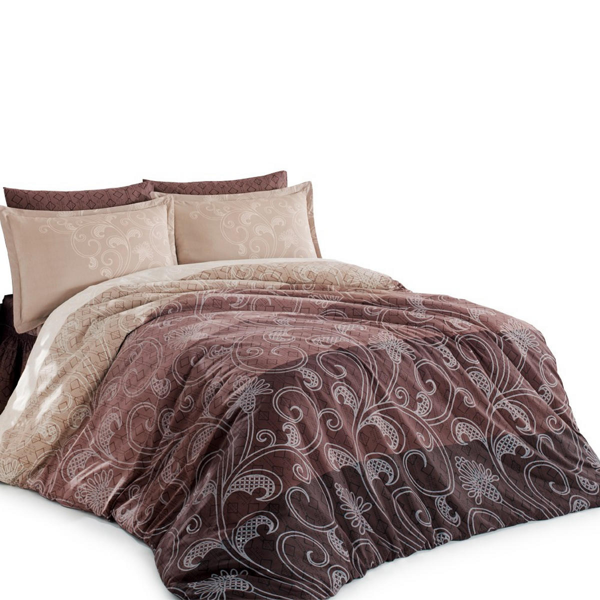 BETTWÄSCHE 5-teilig 200/200 cm EBRULI - Braun, Textil (200/200cm) - ROLFNERS