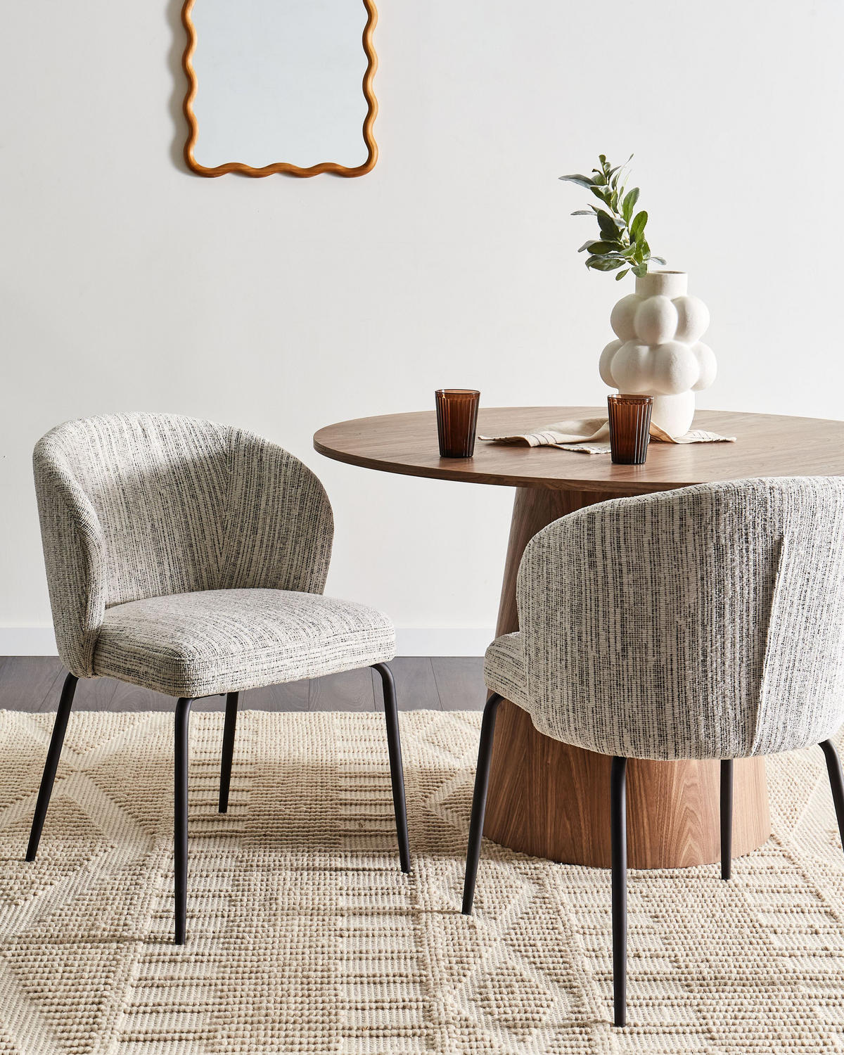 ESSZIMMERSTUHL 2er-Set Weiß/Schwarz Zana - Schwarz/Weiß, Textil (55/80/56cm) - Beliani