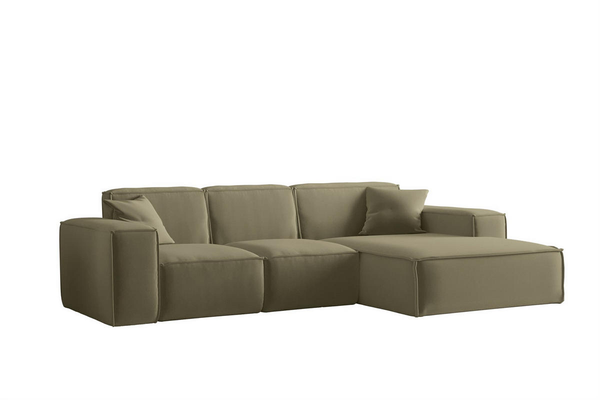 ECKSOFA Ottom Celes Premium Opera Velvet - Olivgrün, Holzwerkstoff/Textil (266/165cm) - Fun Möbel