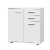 SIDEBOARD FAUSKE KOM2-2D2S Schubladen Weiß - Silberfarben/Weiß, Holzwerkstoff/Kunststoff (69/74/34cm) - Komodee