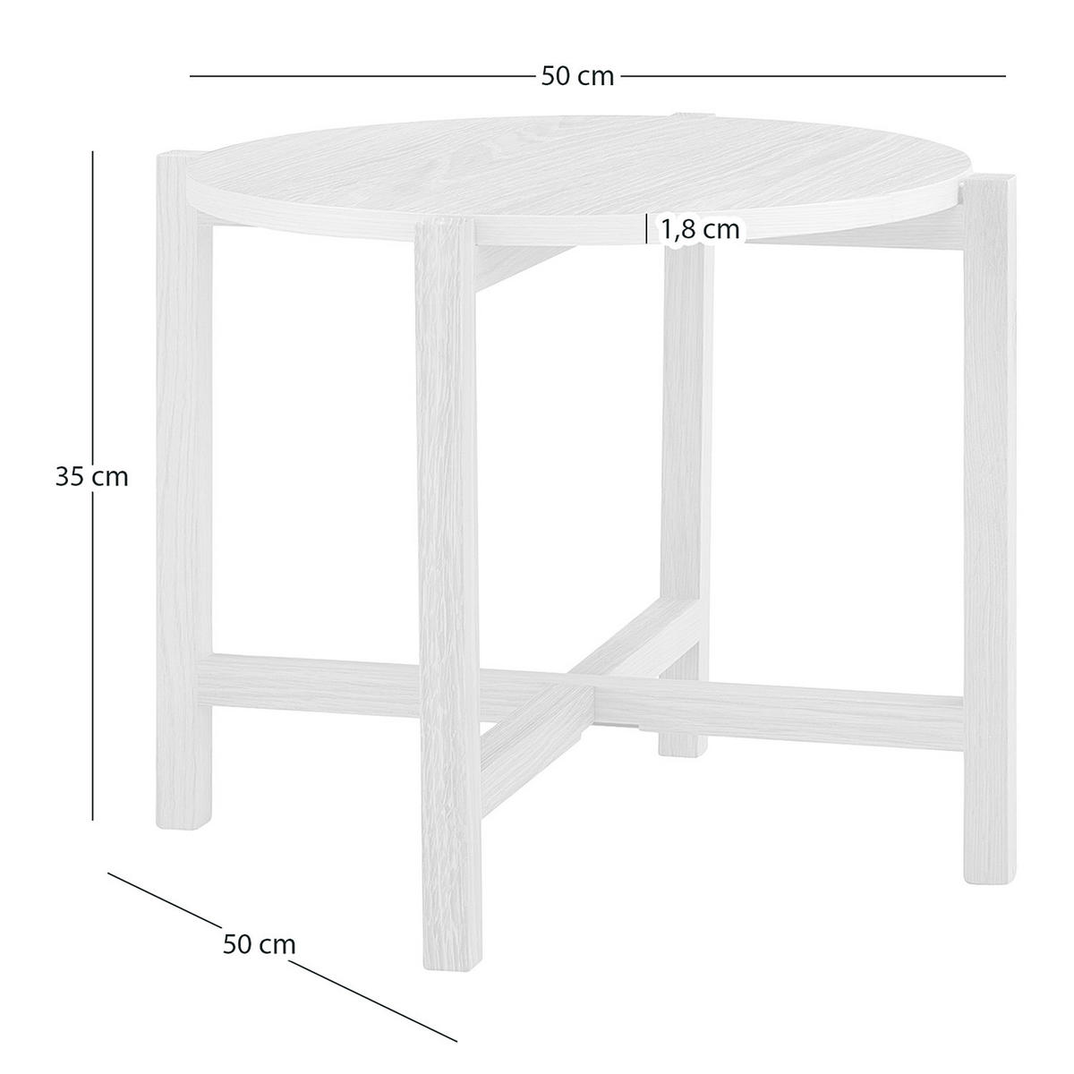 BEISTELLTISCH - Eiche massiv / MDF - Schwarz/Weiß, Holz/Holzwerkstoff (50/50/45cm) - home24