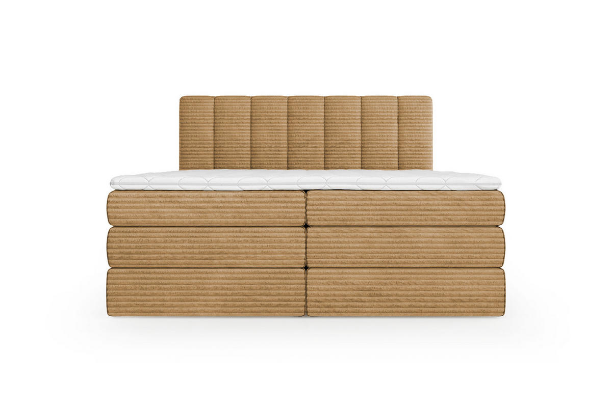 BOXSPRINGBETT Traum 180x200 – in Braun, mit Bettkasten und Gasdruckfedern - Braun, Textil (180/200cm)