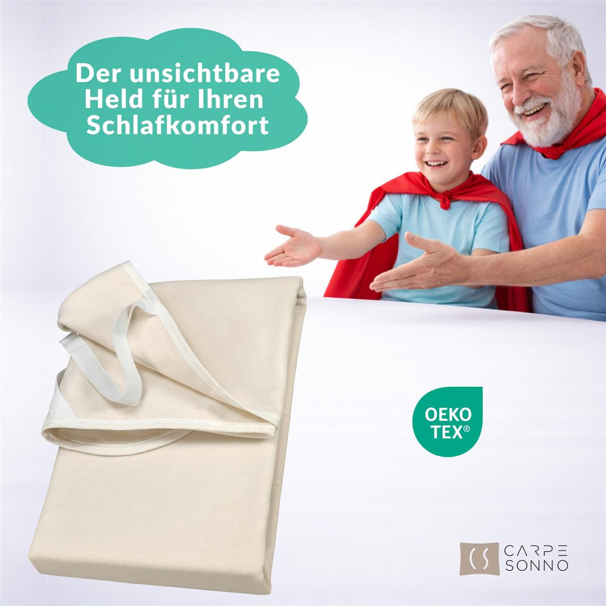 MOLTON-MATRATZENSCHONER 140x220 aus 100% Baumwolle - Atmungsaktive Matratzenschutz Auflage feuchtigkeitsabsorbierend - Matratzenauflage 140 x 220 cm - Naturfarben, Textil - Carpe Sonno