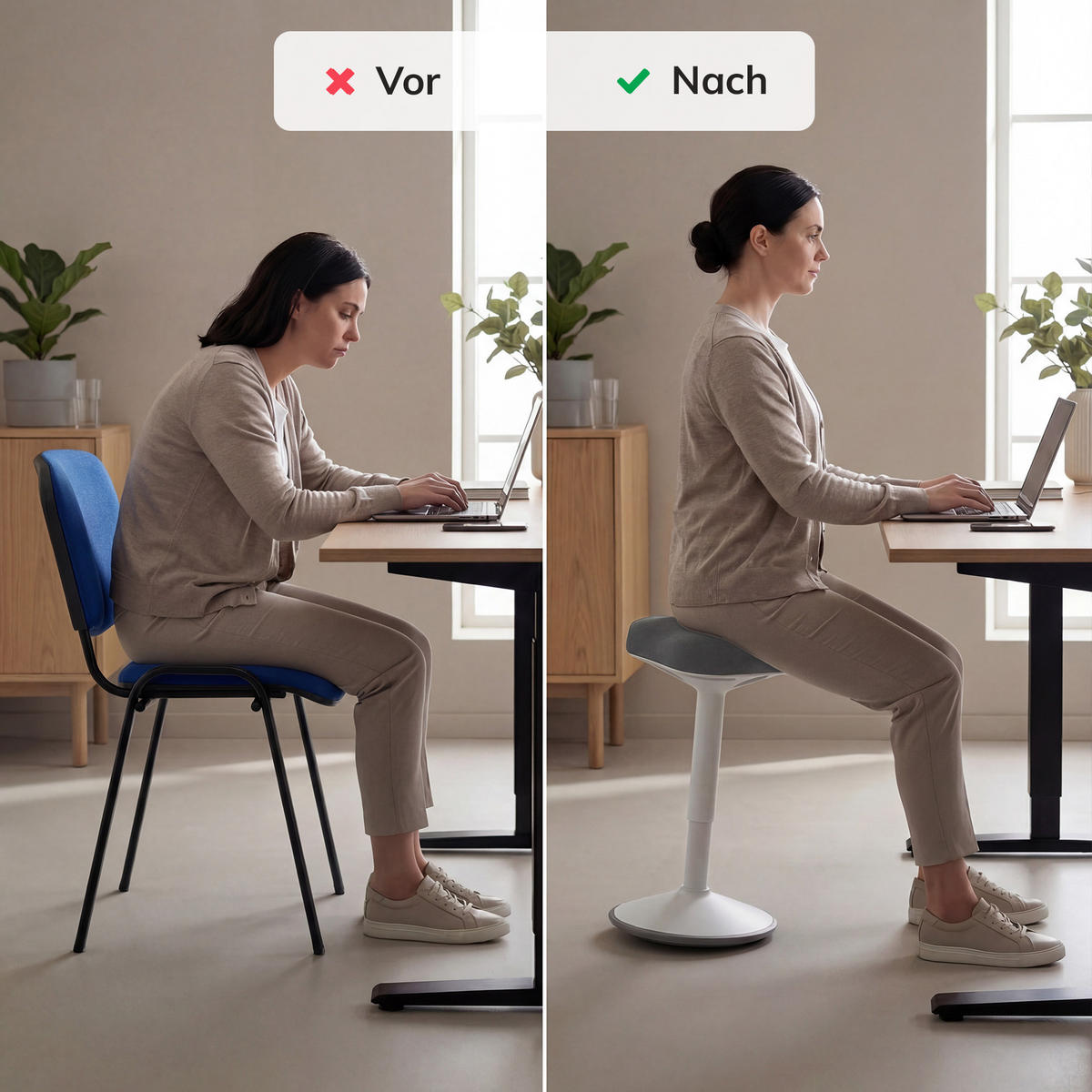 BALANCEHOCKER - Blau/Weiß, Metall (36/58/36cm)