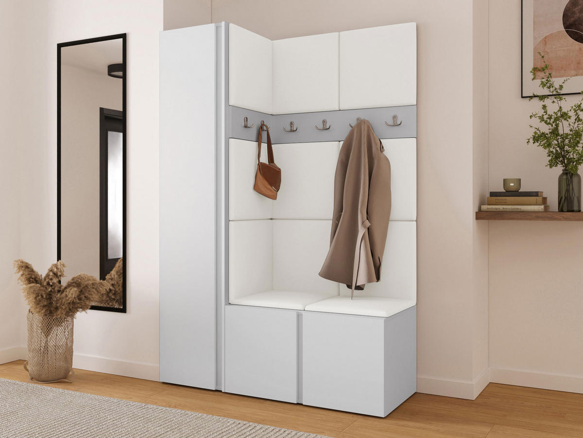 GARDEROBEN-SET Orion IX - Weiß, Holzwerkstoff/Kunststoff (124/186/46cm) - MIRJAN24