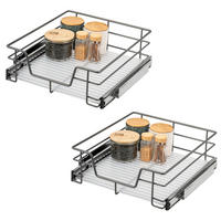 TELESKOPSCHUBLADEN (2er Set), für 50 cm Schrank, Metall, Grau - Chromfarben, Metall (47/14/44cm) - bremermann