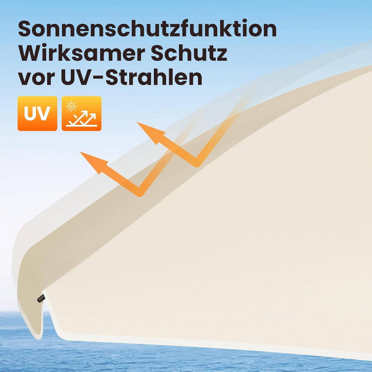 SONNENSCHIRM, Balkonschirm Strandschirm UV-beständig wasserdicht - Beige, Metall (155/155cm) - Woltu