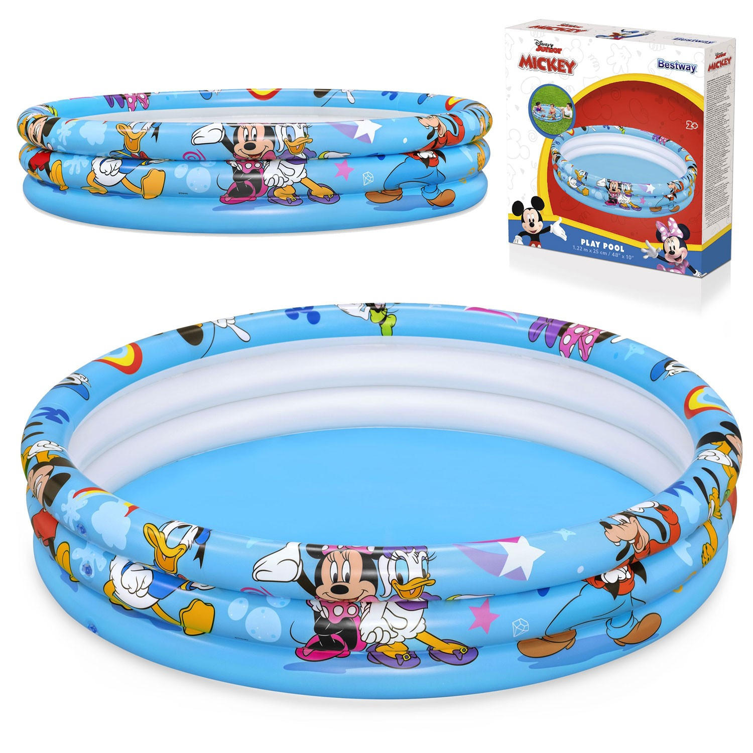 AUFBLASBARER POOL Mickey und Freunde 122 x 25 cm - 91007 - Blau, Textil (122/25cm)