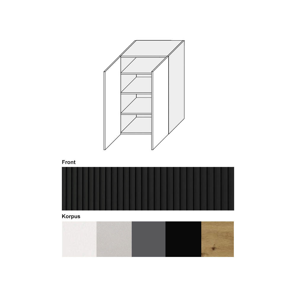 KÜCHENHÄNGESCHRANK Lamello W4/60 Schwarz Matt / Eiche Artisan 60 / 32,5 / 96cm - Eichefarben/Schwarz, Holz/Holzwerkstoff (60/96/32.5cm) - Feldmann-Wohnen