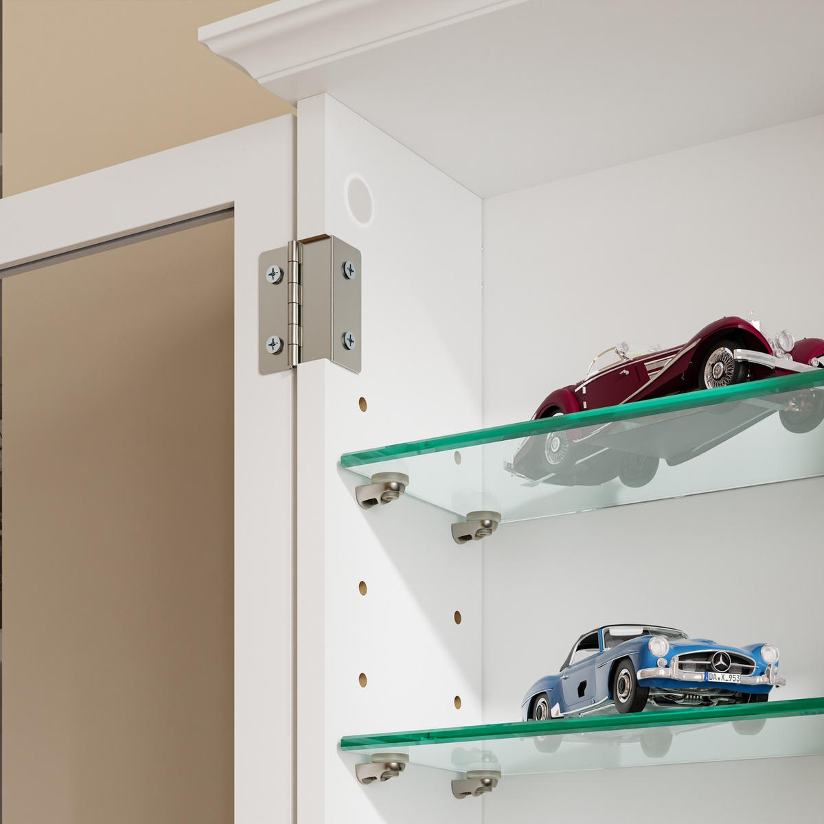 WANDSCHRANK mit Glasfront und Haken FSB114-E-W - Weiß, Glas/Holzwerkstoff (13.5/68.5/68cm) - SoBuy