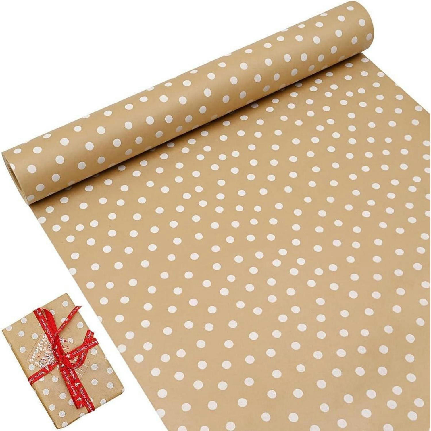 GESCHENKPAPIER Kraftpapier mit Punkten 43 cm x 15 m - Braun, Papier (43/0.1/1500cm)