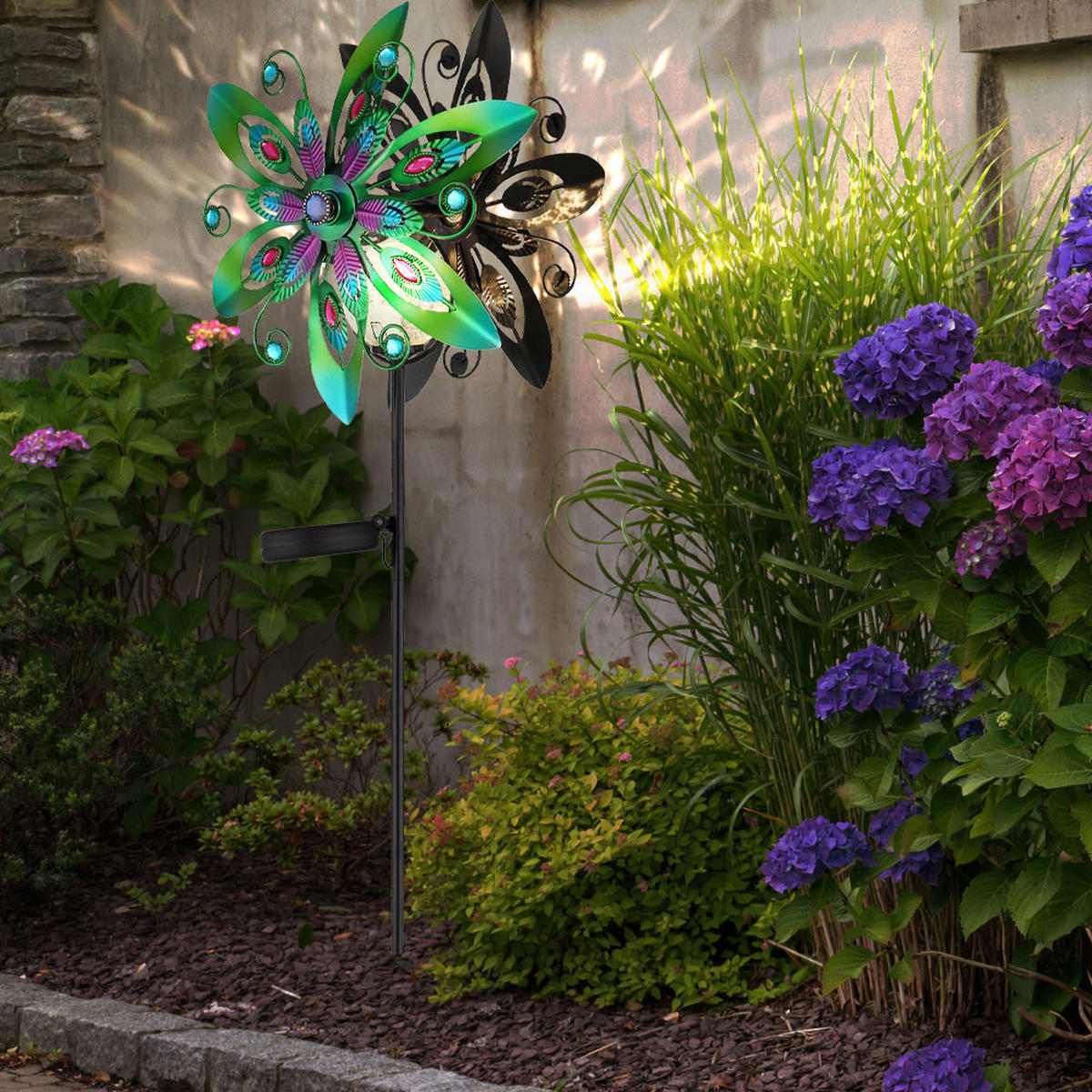 LED AUSSENLEUCHTE Metall Bunt 2er Set - Multicolor, Metall (32/17.5/124cm) - Globo Lighting