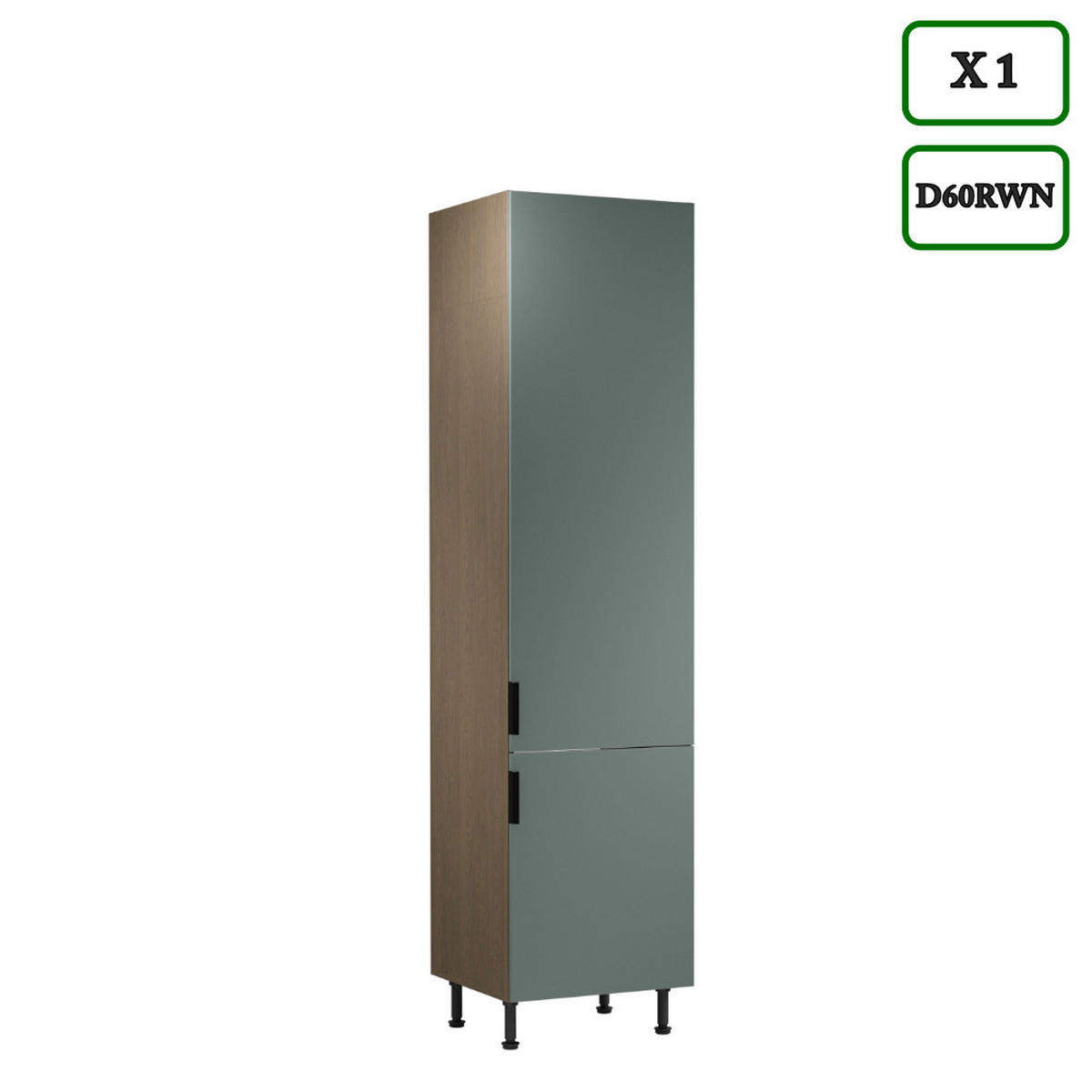 KÜCHENZEILE 400 cm –Sorento K73-M400 - in Grün / Matt - Schwarz/Grün, Holz/Holzwerkstoff (400/247/58cm)