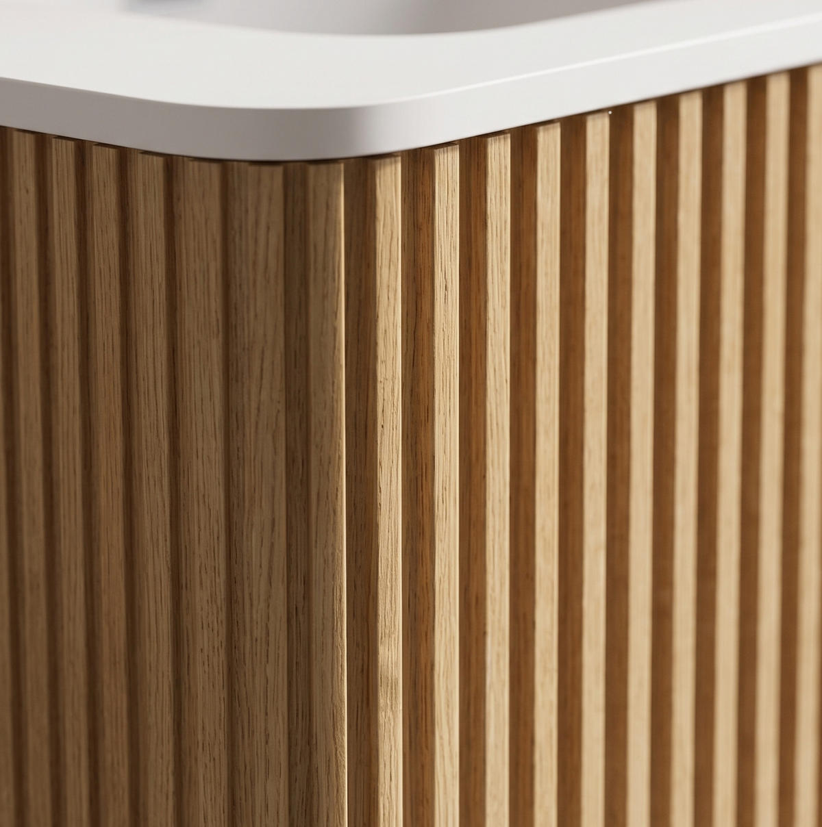 WASCHTISCHKOMBI mit Unterschrank 61/46,5/37 cm eichefarben aus MDF, Sperrholz und Mineralguss mit Push-to-Open - Eichefarben, Holzwerkstoff (61/37/46.5cm) - OKWISH