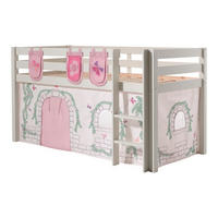 KINDERBETT Karolina 210x114x106 Massivholz Weiß Textilset Burg 3 - Hellgrau/Weiß, Holz (90/200cm) - 58aufmkessel