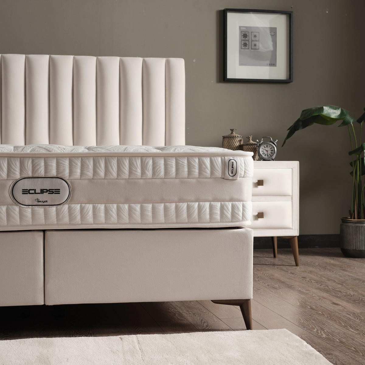 POLSTERBETT-SET Eclipse 180x200 Creme - Bett inkl. Matratze - Creme, Metall (180/200cm) - Villa Möbel