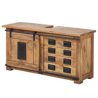 WASCHBECKENUNTERSCHRANK - Mango massiv / Eisen - Mango / Schwarz - Braun, Holz/Metall (120/60/40cm) - home24