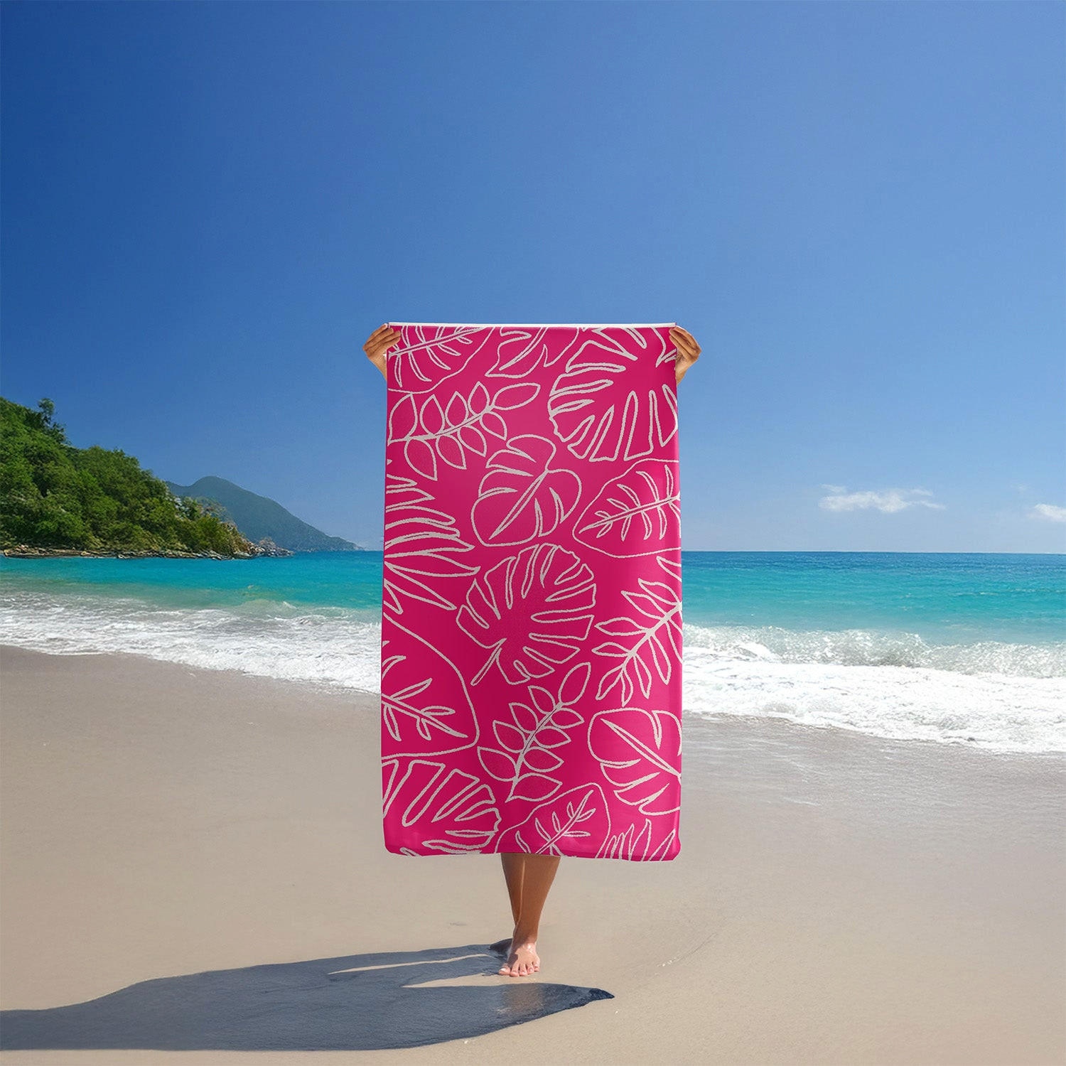 STRANDTUCH Frottee Velours Jacquard Rosa 90x170 400g/m² - Colca - Pink, Textil (170/90cm) - LE COMPTOIR DE LA PLAGE