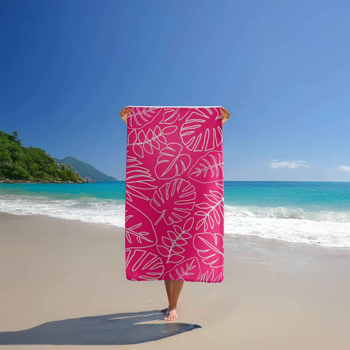 STRANDTUCH Frottee Velours Jacquard Rosa 90x170 400g/m² - Colca - Pink, Textil (170/90cm) - LE COMPTOIR DE LA PLAGE