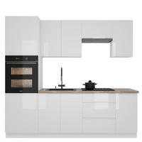 KÜCHENZEILE 240 cm Aspen K101-M240 in Weiß /Hochglanz - Weiß Hochglanz, Holz (240/212/60cm)