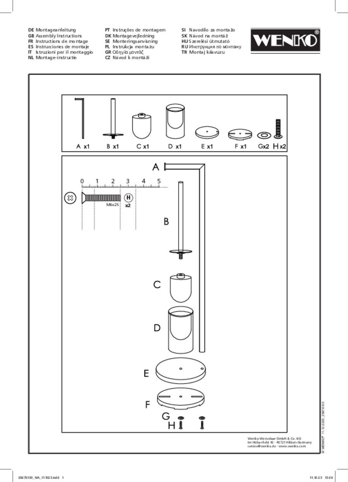 TOILETTENPAPIER- und Bürstenhalter 2-in-1 Ferla 18/18/69,5 cm - Silberfarben, Metall (18/69.5/18cm) - Wenko