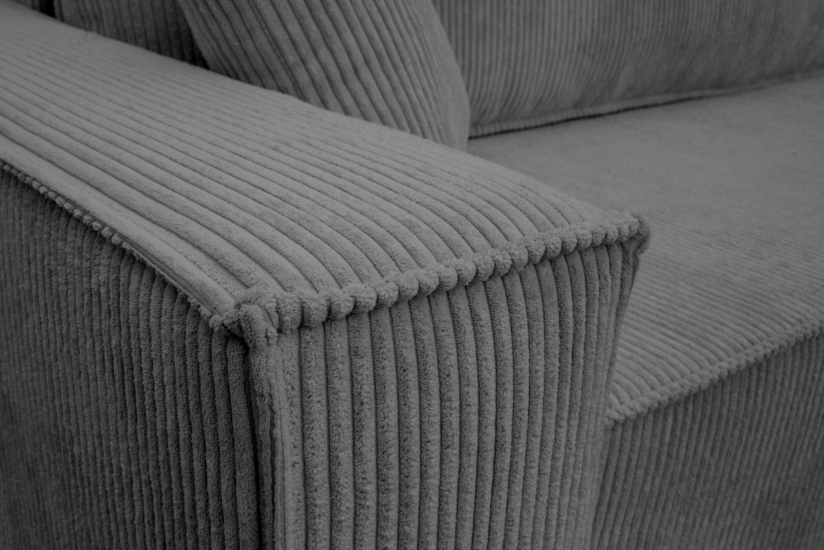 ECKSOFA Hugo L in L-Form mit Schlaffunktion und Bettkasten, Farbe: Dunkelgrau, Cordstoff, Ottomane Unsiversal - Dunkelgrau, Textil (244/145cm) - VENASI MÖBEL