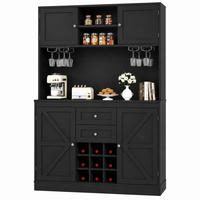 KÜCHENSCHRANK mit Weinregal 120 x 40 x 188 cm MDF Schwarz - Schwarz, Holzwerkstoff (40/188/120cm) - Meubliv