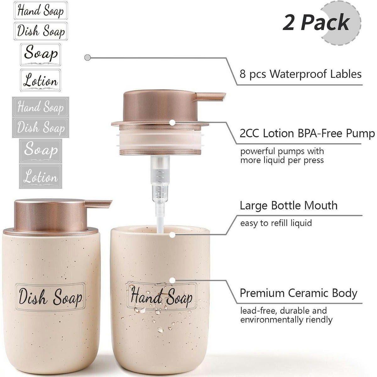 SEIFENSPENDER Keramik Cremebeige Sprenkel 350 ml - Creme, Keramik (8/14/8cm)