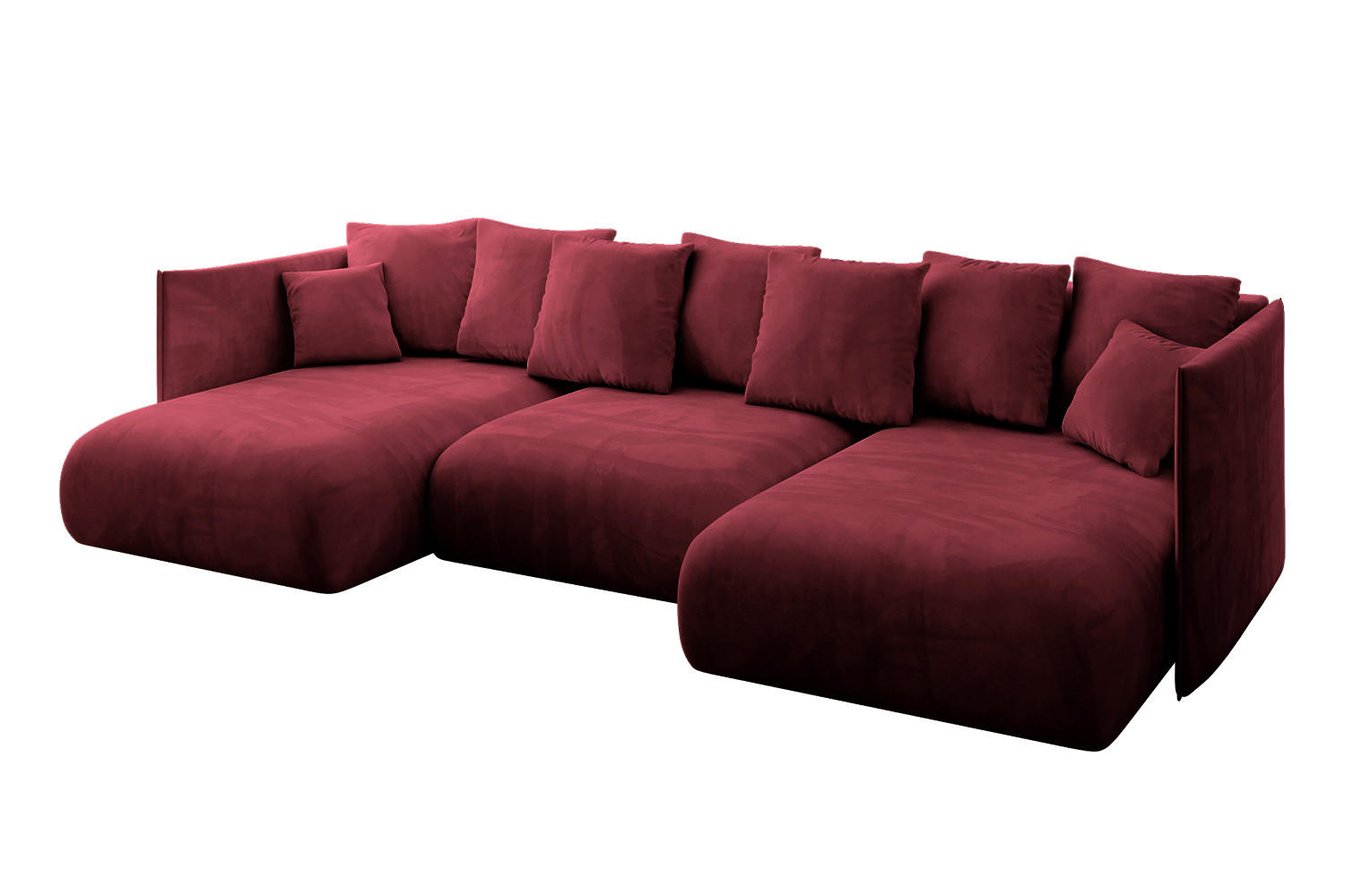 WOHNLANDSCHAFT mit Schlaffunktion und Bettkasten ONESK-U 304x165x40 Bordeauxrot Velours - Bordeaux, Holzwerkstoff/Kunststoff (304/90/165cm) - ALTDECOR
