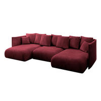 WOHNLANDSCHAFT mit Schlaffunktion und Bettkasten ONESK-U 304x165x40 Bordeauxrot Velours - Bordeaux, Holzwerkstoff/Kunststoff (304/90/165cm) - ALTDECOR