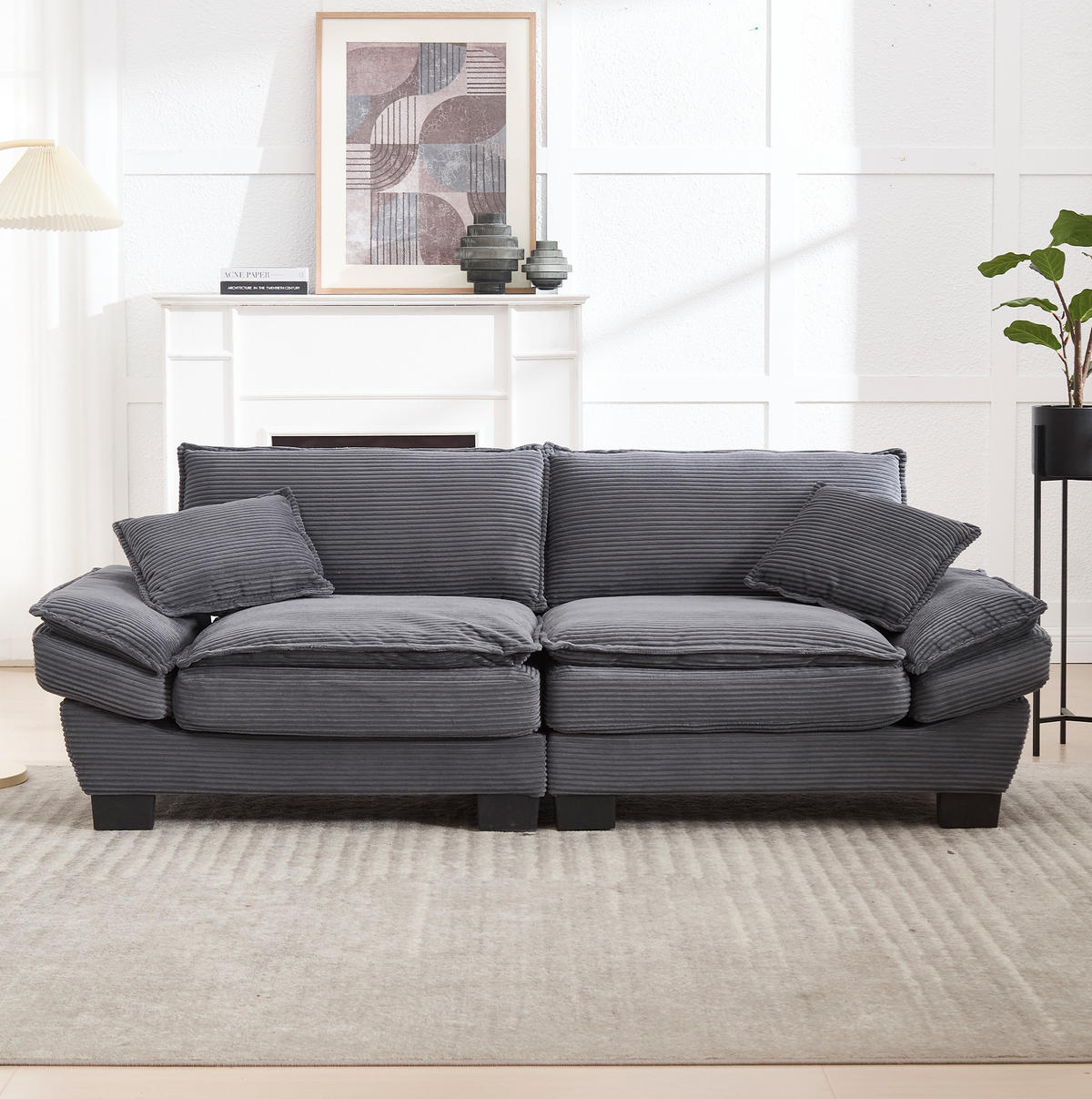 SOFA 2-Sitzer mit tiefem Sitz 224 x 81 x 81 cm Velvet Dark Gray - Dunkelgrau, Kunststoff (224/81/81cm) - Meubliv