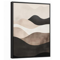 LEINWAND Bilder mit Rahmen - Abstrakt - Landschaft - Wellen - Cremefarben - 30x40 - Cappuccino, Textil (30/40cm) - MuchoWow