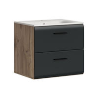 WASCHTISCH inkl. Waschbecken ICE (B/H/T: ca. 60/55/46 cm) in Nox Oak Nachbildung/schwarz matt - Eichefarben, Holzwerkstoff (60/55/46cm)